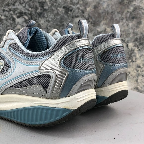 SKECHERS Women's 8 Shape Ups Silver Blue White Athletic Lace Up Toning Sneakers - Picture 5 of 12